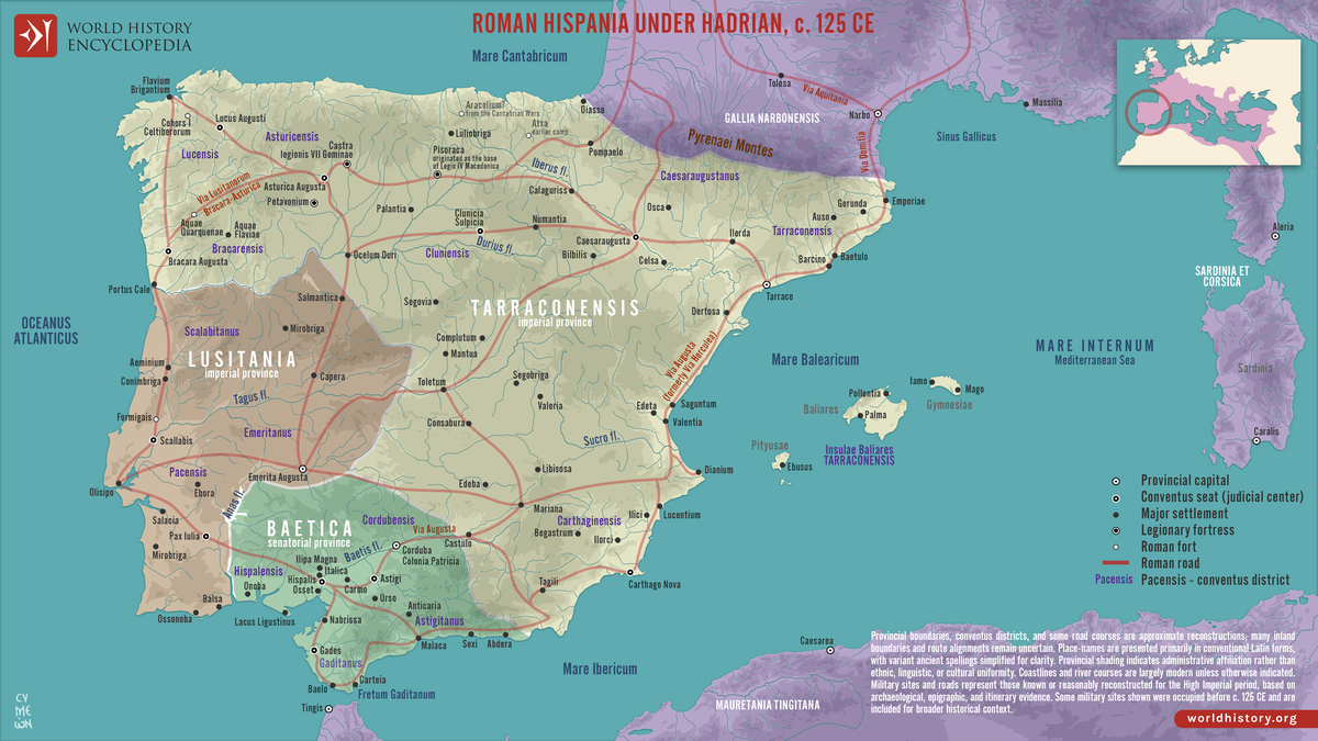 Map of Roman Hispania c. 125 CE.