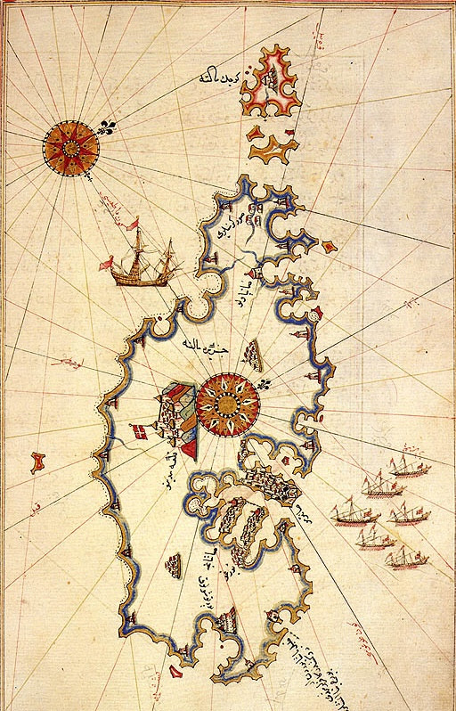 An old map of Malta with Arabic writings
