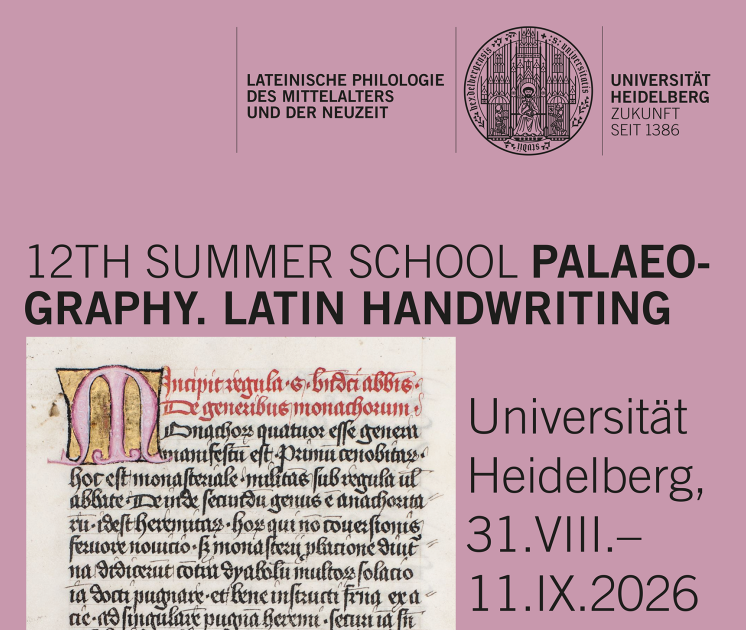 Section of the flyer for the 12. Summer School in Palaeography. Latin Handwriting organised by UniHeidelberg